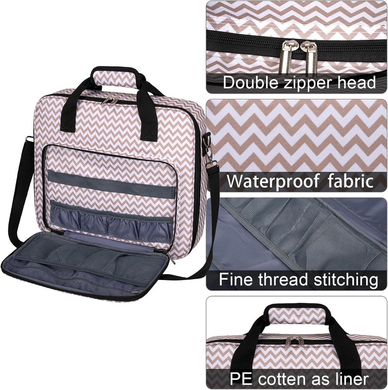 BAGLHER Cross Stitch & Embroidery Organizer Bag - Large Portable Project Storage with 3 Compartments, Travel Friendly Carrying Case for 11.2" Hoops, Threads, Supplies (Stripe) - Image 5