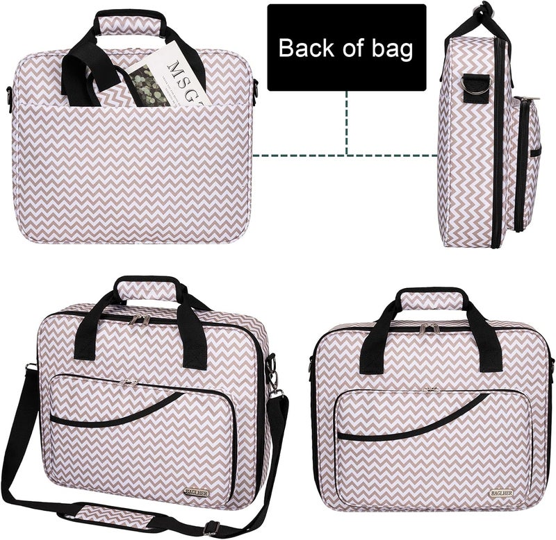 BAGLHER Cross Stitch & Embroidery Organizer Bag - Large Portable Project Storage with 3 Compartments, Travel Friendly Carrying Case for 11.2" Hoops, Threads, Supplies (Stripe) - Image 4