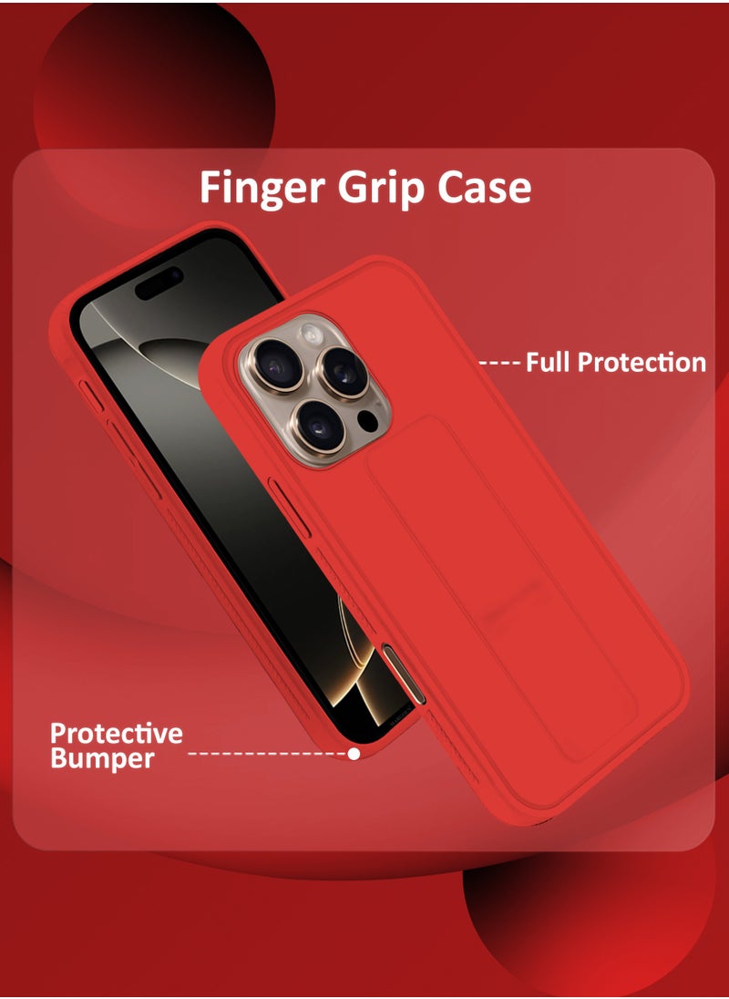 CATANES - (for Apple iPhone 16 Pro Max) 2Packs , Case Cover PU Leather Back Cover with Stand Function and Finger Grip, Shockproof Screen Protector / Red - Image 1