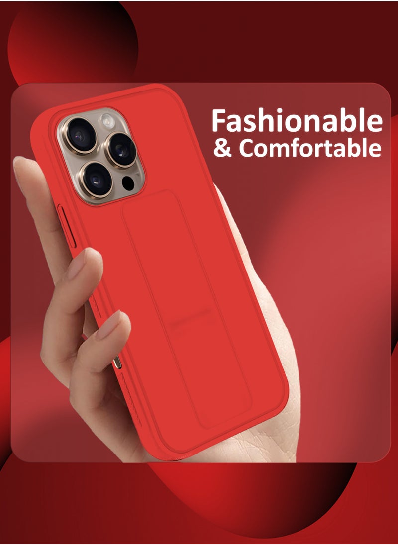 CATANES - (for Apple iPhone 16 Pro Max) 2Packs , Case Cover PU Leather Back Cover with Stand Function and Finger Grip, Shockproof Screen Protector / Red - Image 1