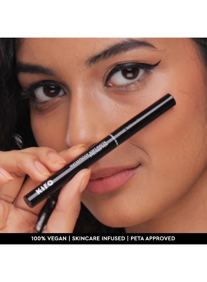 Kiro Waterproof Soft-Matte Eyeliner Pen, Carbon Black, 1.1 ml, Smudgeproof Eye liner, Matte Pen Eyeliner, Vegan, No Parabens, Liquid Eye Pen, 24 Hour Stay On, Non Toxic Liner for Eye - Image 2