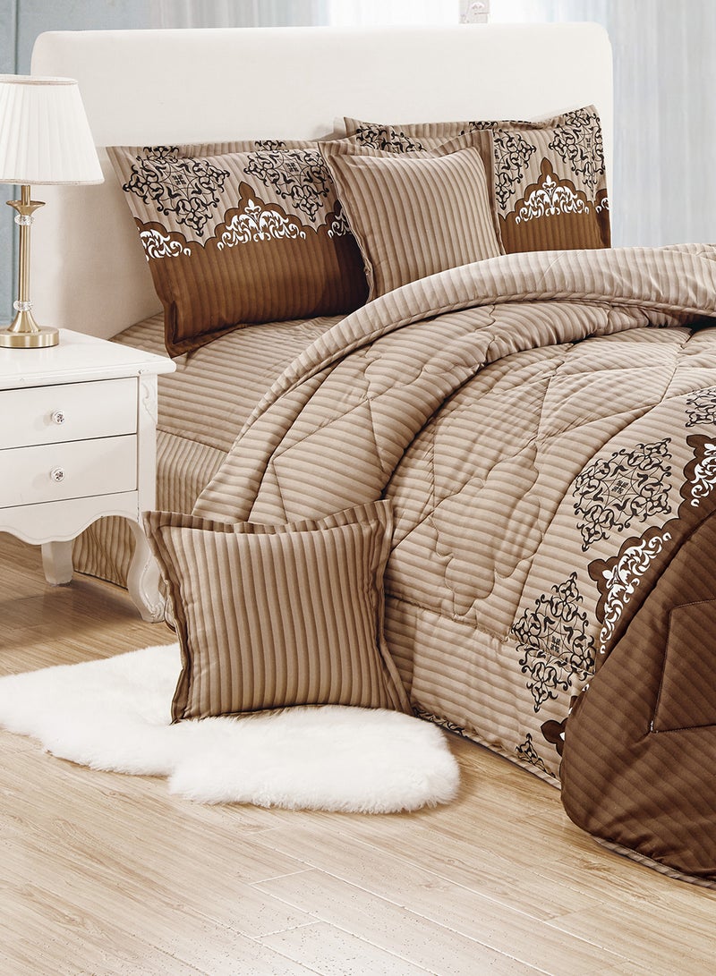 Moon 4 Pieces Single Size 160x210Cm Comforter Set Medium Filling Bedding Set for All Season Includes 1Comforter 1Bedsheet 1Pillow Shams and 1Cushion cases  - Image 2