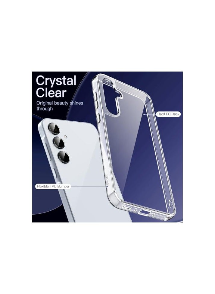 جي تيك حافظة JETech 3 في 1 لهاتف Samsung Galaxy A35 5G، مع واقي شاشة مكون من قطعتين، طبقة من الزجاج المقسى، غطاء واقٍ للهاتف مقاوم للصدمات وظهر شفاف (شفاف) - Image 3