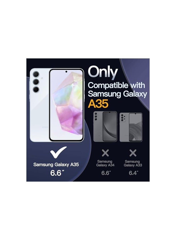 جي تيك حافظة JETech 3 في 1 لهاتف Samsung Galaxy A35 5G، مع واقي شاشة مكون من قطعتين، طبقة من الزجاج المقسى، غطاء واقٍ للهاتف مقاوم للصدمات وظهر شفاف (شفاف) - Image 2