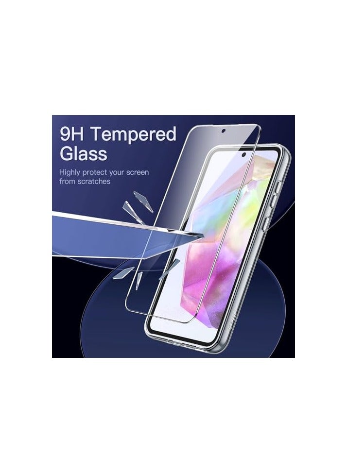 جي تيك حافظة JETech 3 في 1 لهاتف Samsung Galaxy A35 5G، مع واقي شاشة مكون من قطعتين، طبقة من الزجاج المقسى، غطاء واقٍ للهاتف مقاوم للصدمات وظهر شفاف (شفاف) - Image 4