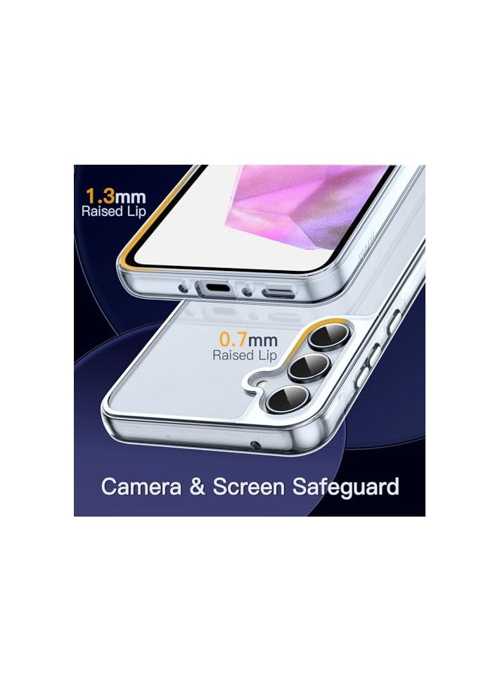 جي تيك حافظة JETech 3 في 1 لهاتف Samsung Galaxy A35 5G، مع واقي شاشة مكون من قطعتين، طبقة من الزجاج المقسى، غطاء واقٍ للهاتف مقاوم للصدمات وظهر شفاف (شفاف) - Image 5