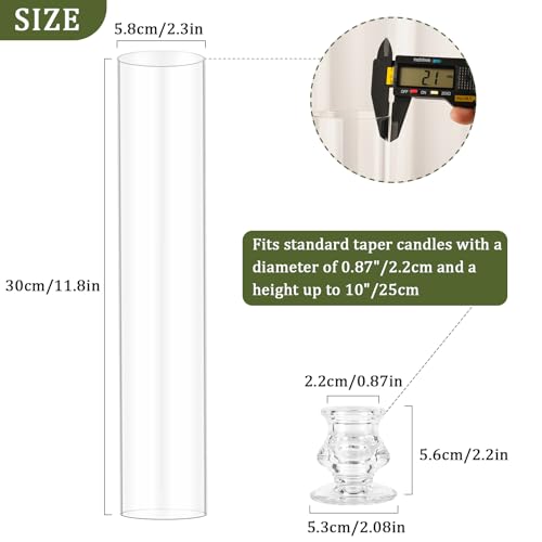 ASHELYULLA Hurricane Glass Candle Holders, Set of 4 Candlestick Holders for Taper Candle with 11.8" Tall Windproof Cylinder Covers Candle Stand Bulk for Table Centerpieces on Wedding Birthday Housewarming Decor - Image 4
