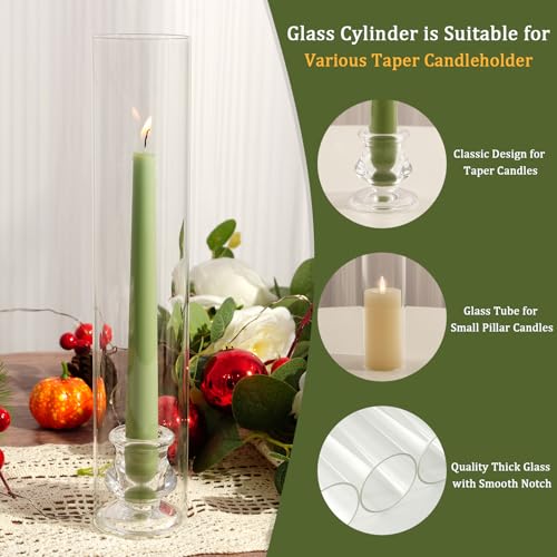 ASHELYULLA Hurricane Glass Candle Holders, Set of 4 Candlestick Holders for Taper Candle with 11.8" Tall Windproof Cylinder Covers Candle Stand Bulk for Table Centerpieces on Wedding Birthday Housewarming Decor - Image 5