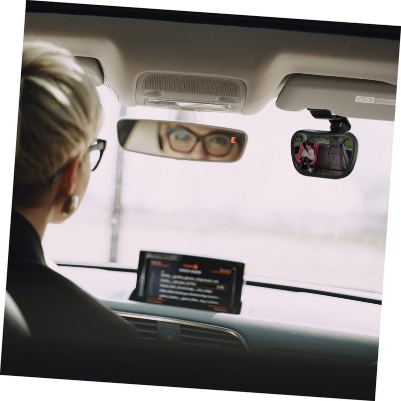 Adjustable Rearview Mirror For Backseat Monitoring Wide Angle View Black Interior - Image 5
