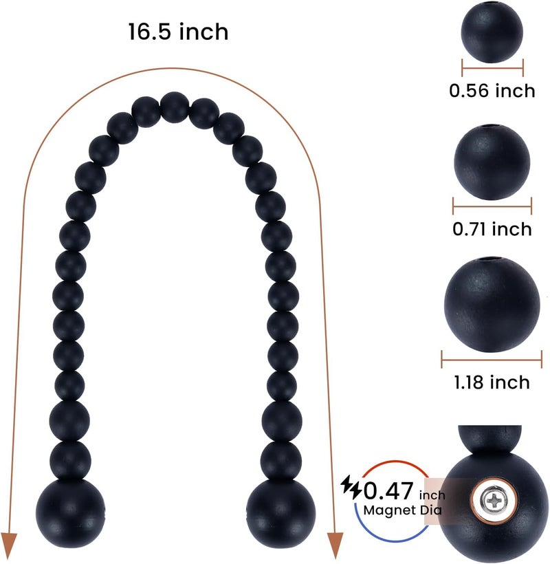 KLOGTSIND Magnetic Curtain Tiebacks, Curtain Tie Backs for Curtains 2 Pack, Wood Bead Curtain Tiebacks, Curtain Holders for Boho Bedroom Decor, Baby Nursery Decor, Farmhouse Decor - Image 3