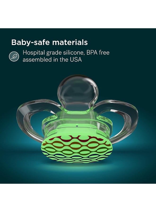 Smilo Baby Pacifier - 3 Pack of Slimline Pacifiers for Babies - Stage 3 for Babies 9+ Months - 100% Silicone Newborn Pacifiers BPA Free - Glow in The Dark - Winter Edition - Image 5