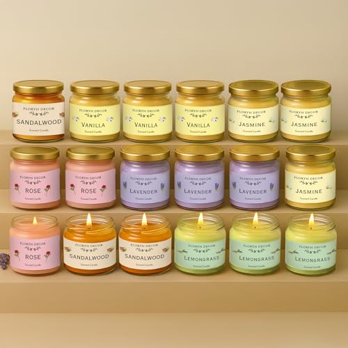 Floryn Decor Jar Scented Candles Gift Set | Scented Candle Set of 18 | Highly fragranced Candles Pack of 18 Mini Jars (Pack of 18) - Image 1