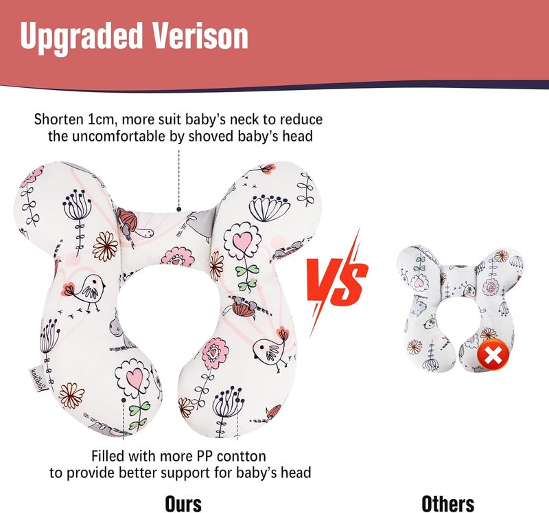 KAKIBLIN Baby Neck Pillow, Upgraded Baby Support Pillow,Babies Head Pillow,Neck Support Pillow for for Car Seat, Stroller, Pushchair,Travel (Hippo) - Image 5