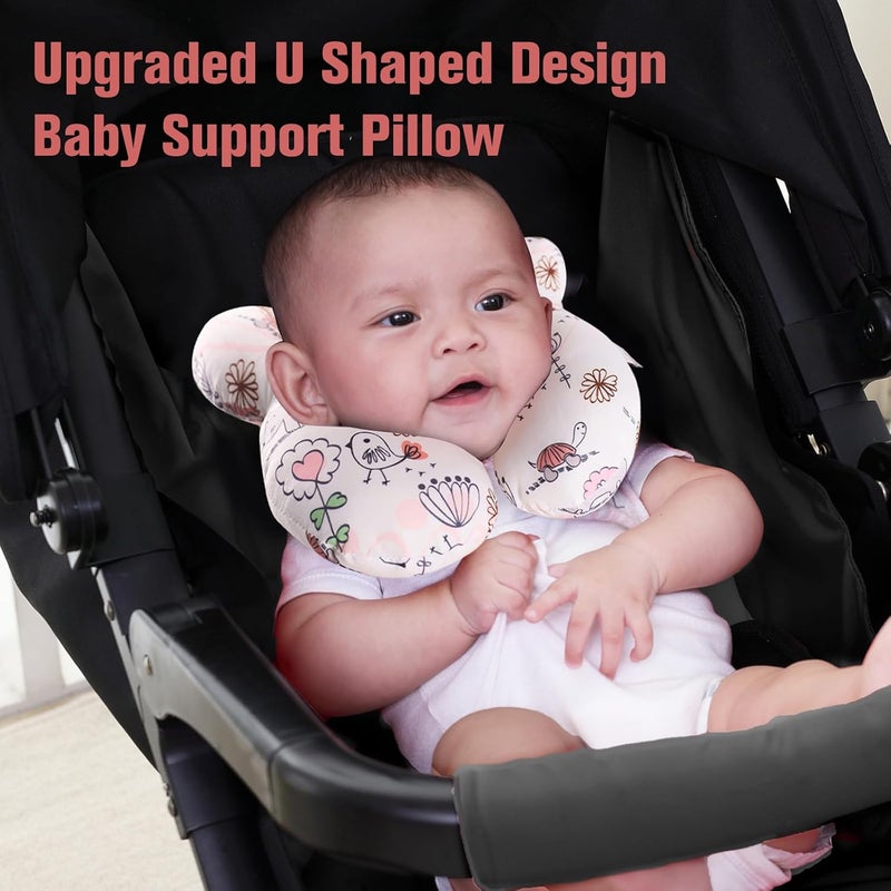 KAKIBLIN Baby Neck Pillow, Upgraded Baby Support Pillow,Babies Head Pillow,Neck Support Pillow for for Car Seat, Stroller, Pushchair,Travel (Hippo) - Image 3