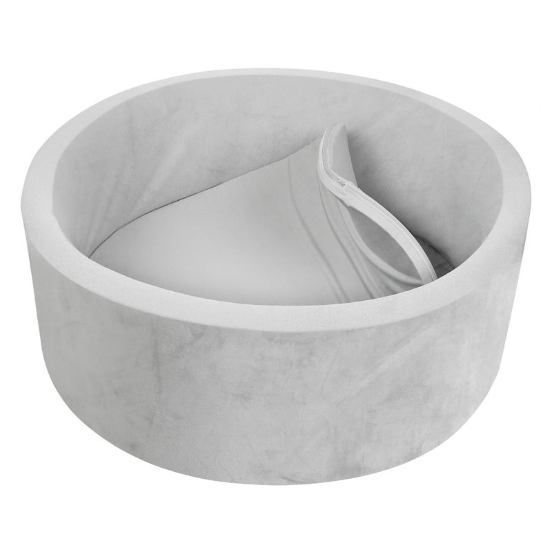 TRENDBOX Foam Ball Pit for Toddlers, 35x11 inch Soft Baby Ball Pit with Washable Velvet Cover (Balls not Included)- Grey - Image 1