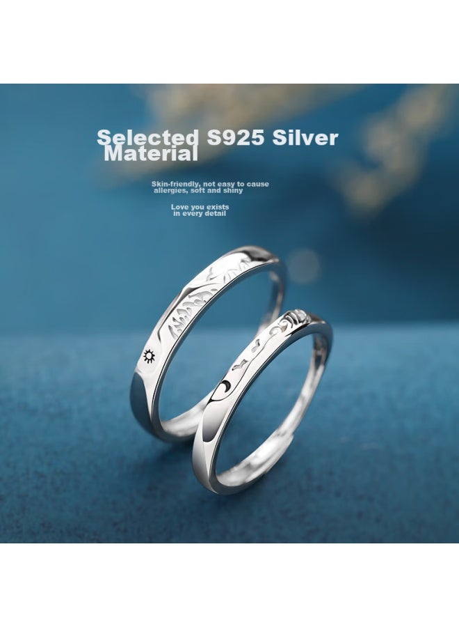 Manhe S925 Silver Ring, Couple Rings, Engagement Diamond Ring, Open-end Style For Women And Men, End-ring, New Year Gift - Image 3