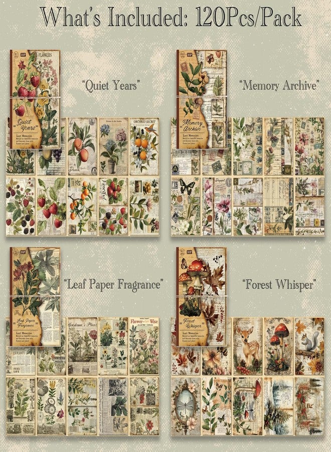 SIBLYMONA 120 Pcs Deco Papers for Scrapbooking, 5.5*5.5in Vintage Decoupage Paper Junk Journal Supplies, Retro Flower Butterfly Ephemera Paper Pack Diary Room Decor Wall Art Collage Album (Lost Memory) - Image 2