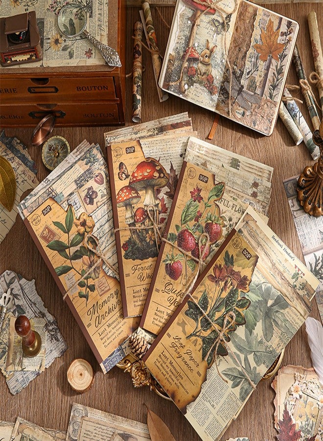 SIBLYMONA 120 Pcs Deco Papers for Scrapbooking, 5.5*5.5in Vintage Decoupage Paper Junk Journal Supplies, Retro Flower Butterfly Ephemera Paper Pack Diary Room Decor Wall Art Collage Album (Lost Memory) - Image 4