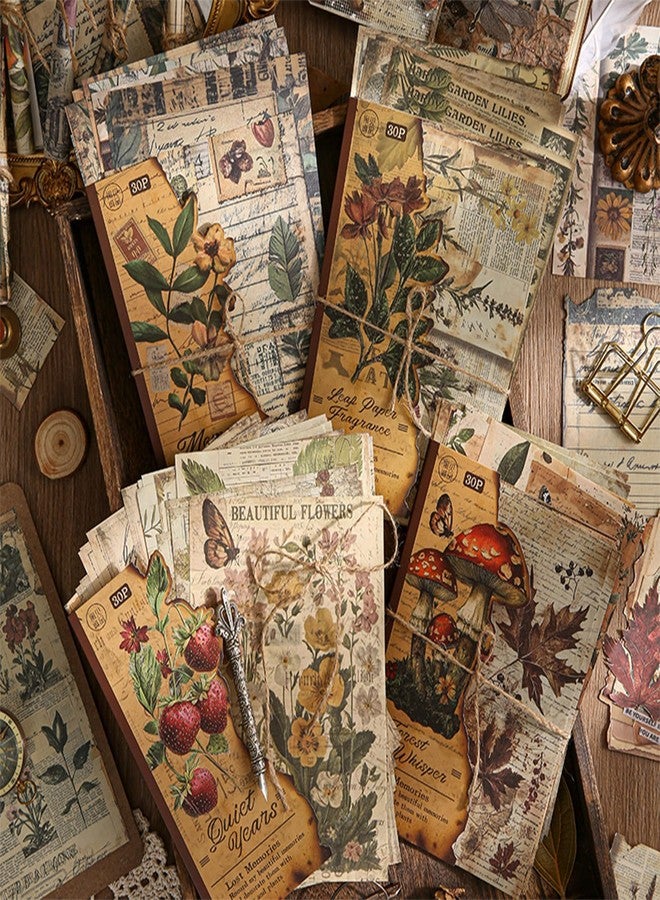 SIBLYMONA 120 Pcs Deco Papers for Scrapbooking, 5.5*5.5in Vintage Decoupage Paper Junk Journal Supplies, Retro Flower Butterfly Ephemera Paper Pack Diary Room Decor Wall Art Collage Album (Lost Memory) - Image 1