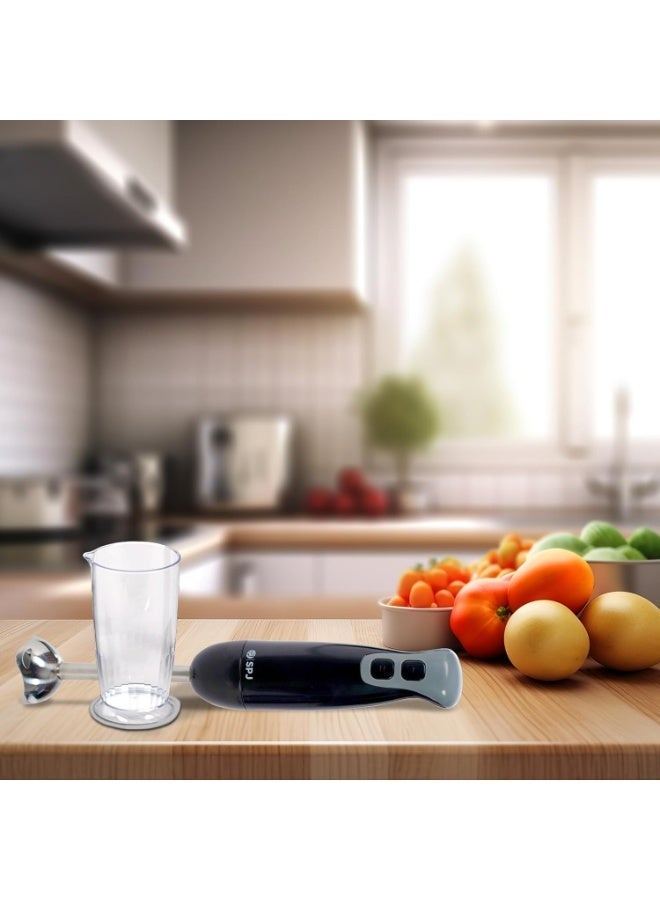 SPJ 200W Hand Blender with 600mL Blending Cup | 2-Speed Control | Durable Stainless Steel Blades | Compact & Easy to Use | Ideal for Smoothies, Sauces & Soups | 1-Year Warranty (Black) - Image 1