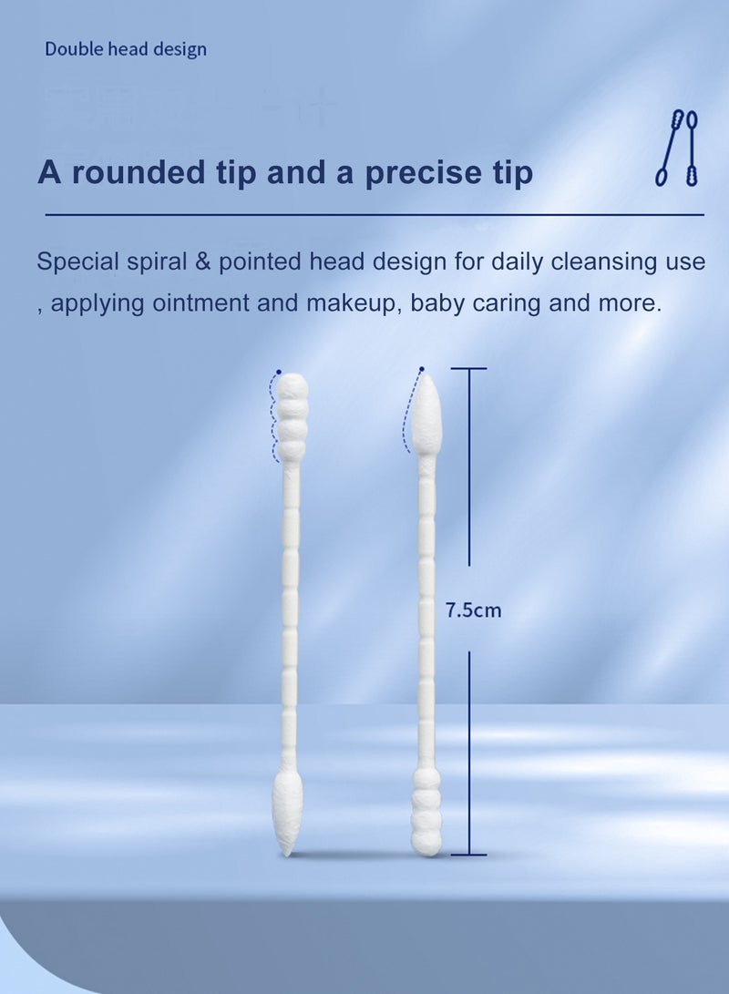 4 Pack Disposable Cotton Swabs (Spiral and Pointed) Perfect for Make-up Fixing Makeup Mishaps High Quality Cotton Buds for Baby Ear Nose Clean Total 800 Count Ear Swabs for Baby Adult For Make-up - Image 2