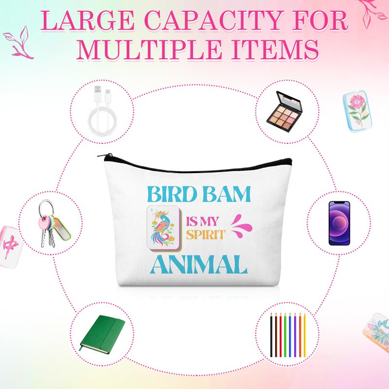 Shinylin 6 Pcs Mahjong Cosmetic Bag Gifts for Women Mahj Makeup Bag Zippered Pouch for Mah Jong Lover Player Birthday Party Supplies Friend Mom Grandma Mother's Day Lucky Gift(Cute Mahjong) - Image 3