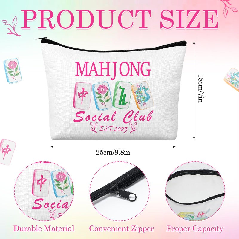 Shinylin 6 Pcs Mahjong Cosmetic Bag Gifts for Women Mahj Makeup Bag Zippered Pouch for Mah Jong Lover Player Birthday Party Supplies Friend Mom Grandma Mother's Day Lucky Gift(Cute Mahjong) - Image 2