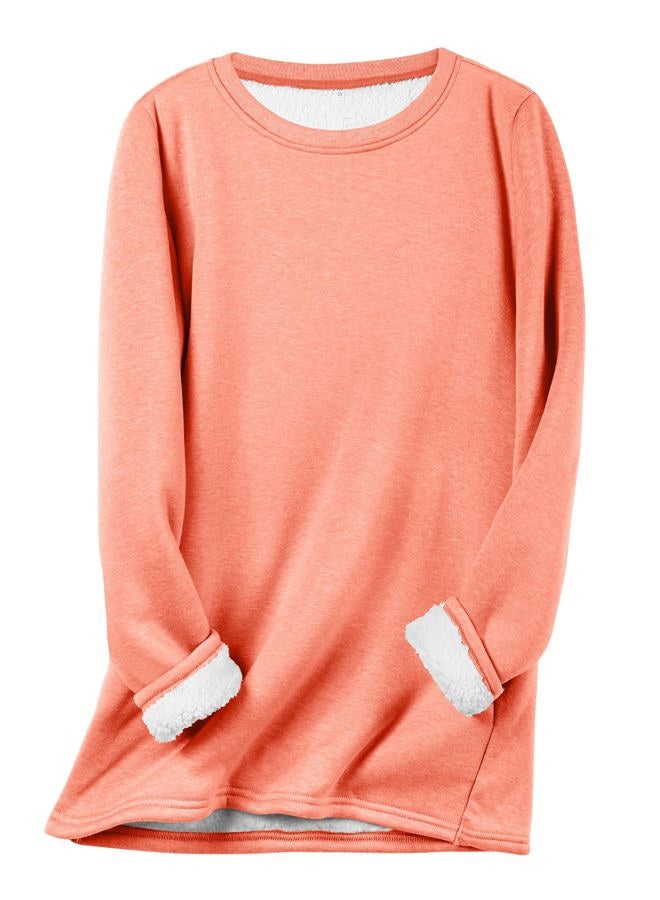 Flygo Womens Girls Sherpa Fleece Lined Crewneck Pullover Sweatshirt (Watermelon, Large) - Image 1