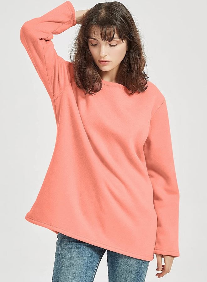 Flygo Womens Girls Sherpa Fleece Lined Crewneck Pullover Sweatshirt (Watermelon, Large) - Image 4