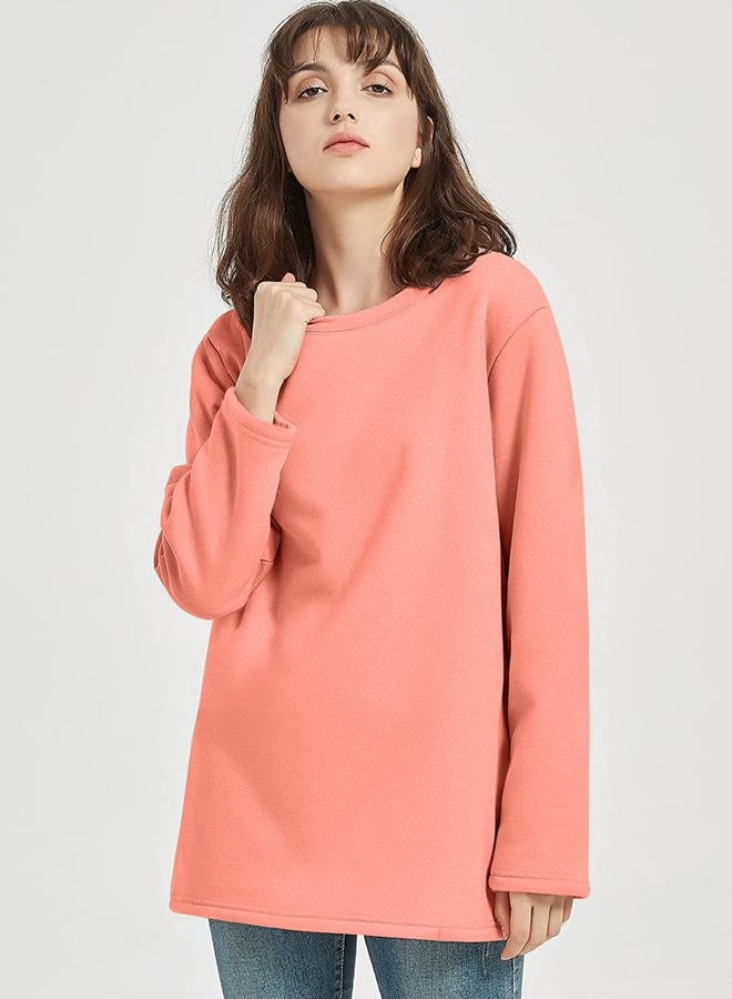 Flygo Womens Girls Sherpa Fleece Lined Crewneck Pullover Sweatshirt (Watermelon, Large) - Image 5