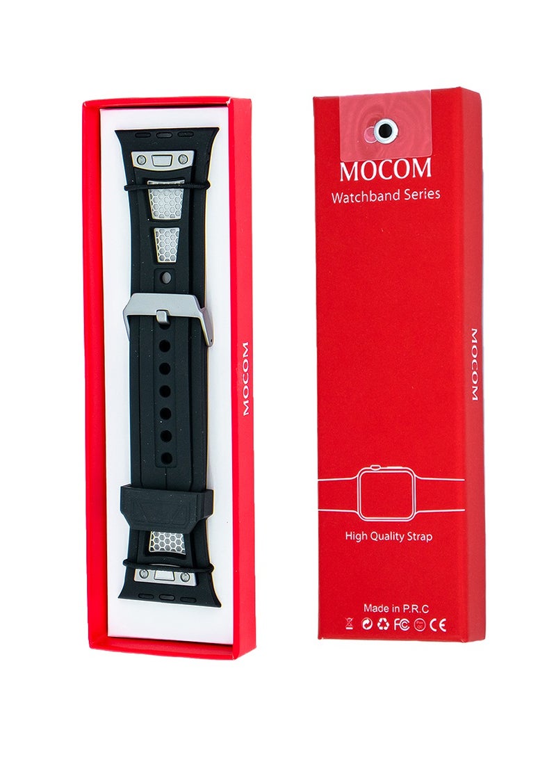MOCOM 49mm Watch Straps Silicone Rubber For Apple Watch Mocom Black  - Image 4