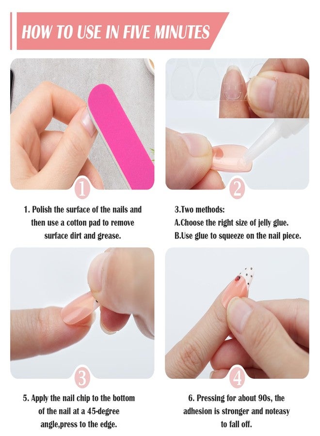 Euphily Cherry Red French Tip Press on Nails, Almond Medium Fake Nails with Polka Dot Designs Cute Bow Charm Reusable Artificial Acrylic False Nail for Women Girls 24Pcs - Image 5