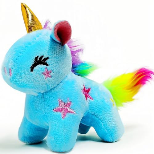 Kawaite Blue Unicorn Stuffed Animals for Kids and Adults Mini Plush Toys Key Chain Cuddly Unicorns Plush Toy Soft and Fun Stuffed Animal for Girls and Boys Birthday Gifts Easter Basket Stuffers - Image 1