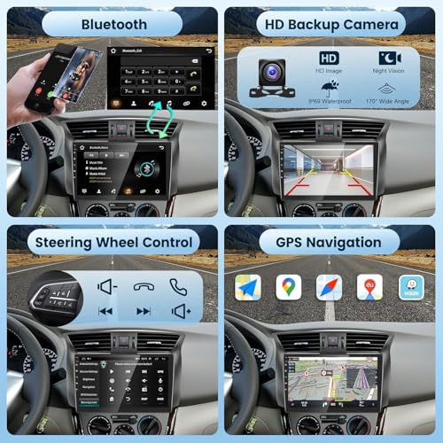 Podofo راديو سيارة 2G+64G مع صوت HiFi لسيارة نيسان سنترا 2012-2015، CarPlay/Android Auto لاسلكي، شاشة لمس HD بحجم 10.1 بوصة، أندرويد 13، GPS، واي فاي، بلوتوث، FM/RDS، كاميرا خلفية HD - Image 5
