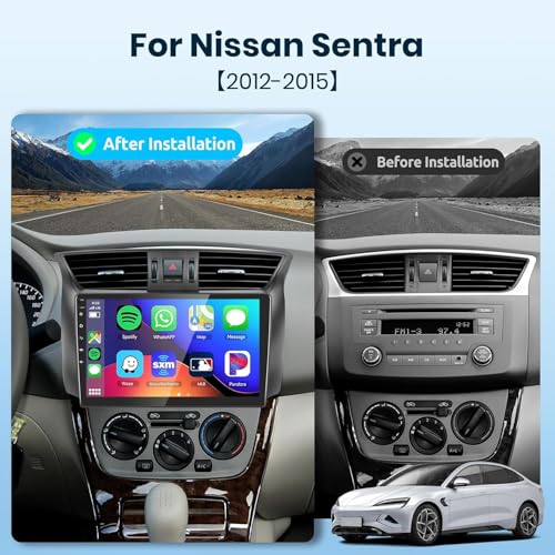 Podofo راديو سيارة 2G+64G مع صوت HiFi لسيارة نيسان سنترا 2012-2015، CarPlay/Android Auto لاسلكي، شاشة لمس HD بحجم 10.1 بوصة، أندرويد 13، GPS، واي فاي، بلوتوث، FM/RDS، كاميرا خلفية HD - Image 2