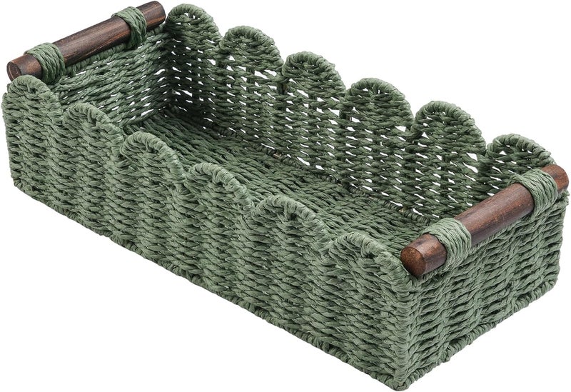HOSROOME Toilet Paper Storage Basket Bathroom Counter Organizer Wicker Baskets for Organizing Cute Basket for Bedroom Nursery Room Kitchen Bathroom Decor-Green - Image 1