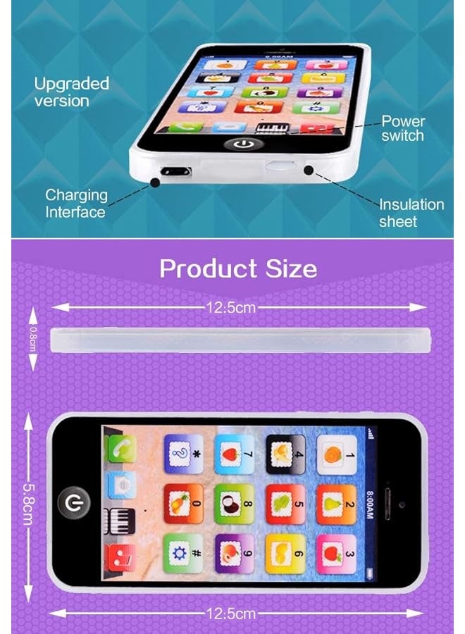 YOYOSTORE Black Mobile Toy Phone Kid Baby Music Touch Learning Study English USB Charge - Image 1