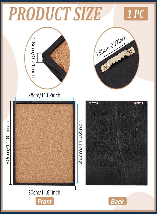 BENECREAT Pin Board Square Cork Board with Black Frame, 11.8x11.8inch Wall Mounted Cork Board for Brooch Pin Storage, Office Home Festival Wedding Decor, 0.7inch Thick - Image 2