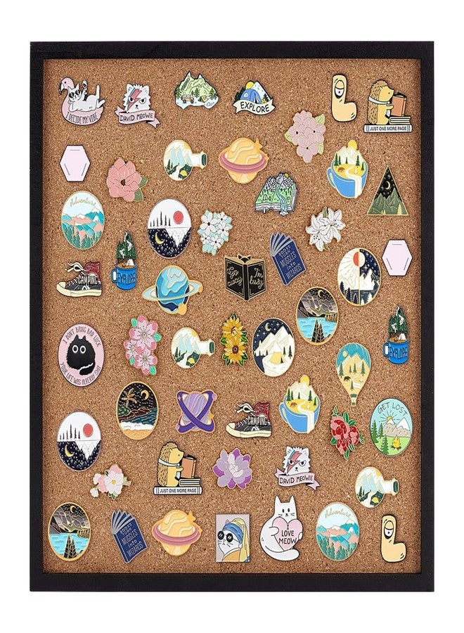 BENECREAT Pin Board Square Cork Board with Black Frame, 11.8x11.8inch Wall Mounted Cork Board for Brooch Pin Storage, Office Home Festival Wedding Decor, 0.7inch Thick - Image 1