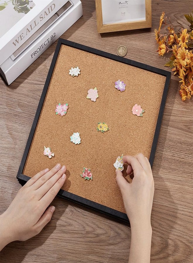 BENECREAT Pin Board Square Cork Board with Black Frame, 11.8x11.8inch Wall Mounted Cork Board for Brooch Pin Storage, Office Home Festival Wedding Decor, 0.7inch Thick - Image 3