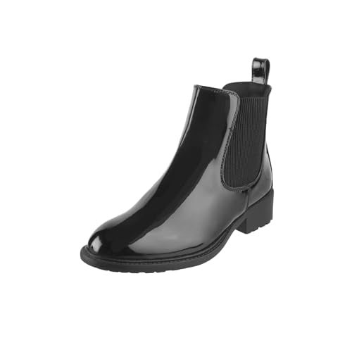 Mochi Women Black Patent Leather Ankle Boot UK/6 EU/39 (31-88) - Image 1