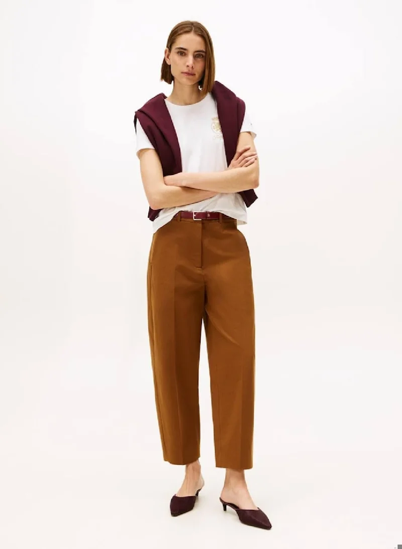 Tommy Hilfiger Ecru TH Crest Embroidery Crew Neck T-Shirt for Women | Best Price UAE