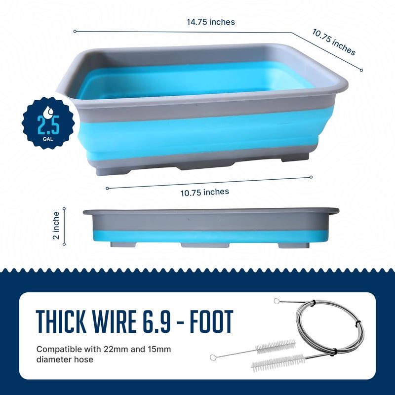 RawRock Hose and Mask for CPAP Cleaning Brush with Collapsible Wash Basin Bucket Tub - Essential Care Kit for CPAP Users, Suitable for 7 Feet Tubing and 22mm 19mm Diameter (Standard Set Basin & Brush) - Image 5