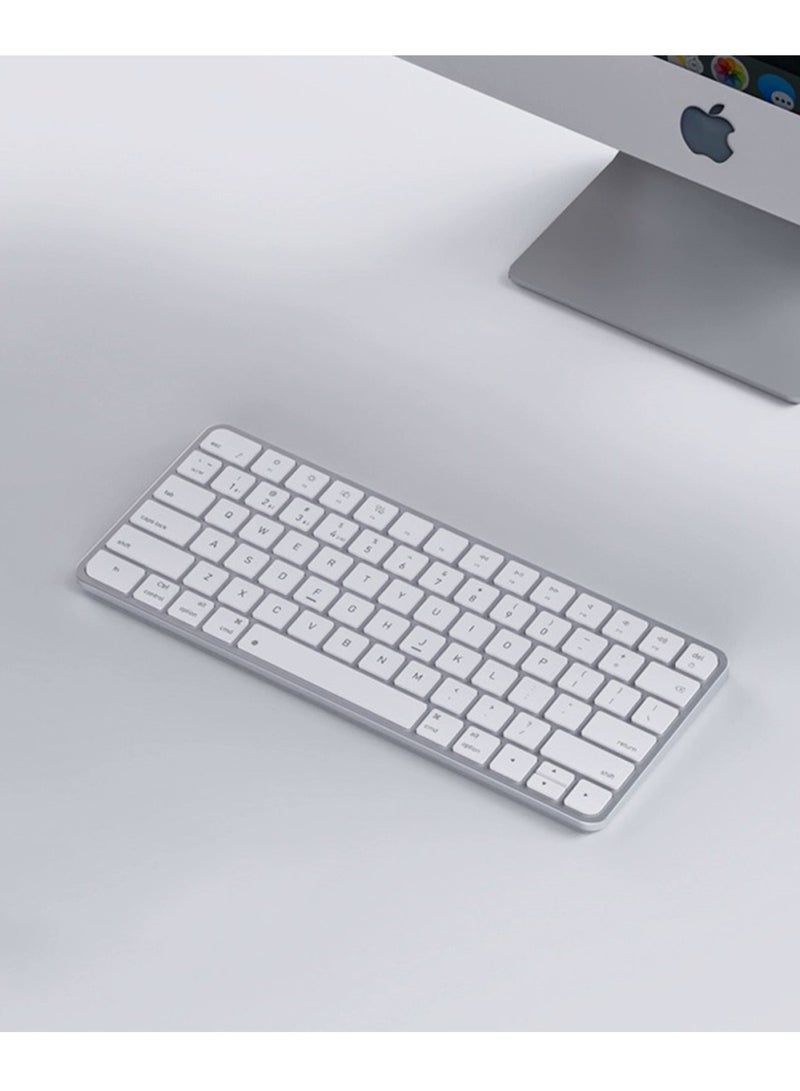 AiQi Tri-Mode Multi-Device Wireless Keyboard – 3 Connection Modes Bluetooth 5.0 2.4G Bluetooth Switching – 78 Scissor Keys Ultra-Thin Metal Design – Compatible with PC Laptop Tablet Phone All Systems – 14 Multimedia Shortcuts – Office Travel – Silver