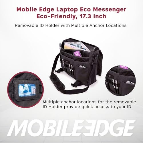 Mobile Edge ECO Laptop Messenger Bag for Men and Women, Fits Up To 17.3 Inch Laptops, Travel Work Computer Bag, Cotton Canvas, Padded Pockets, Black - Image 3