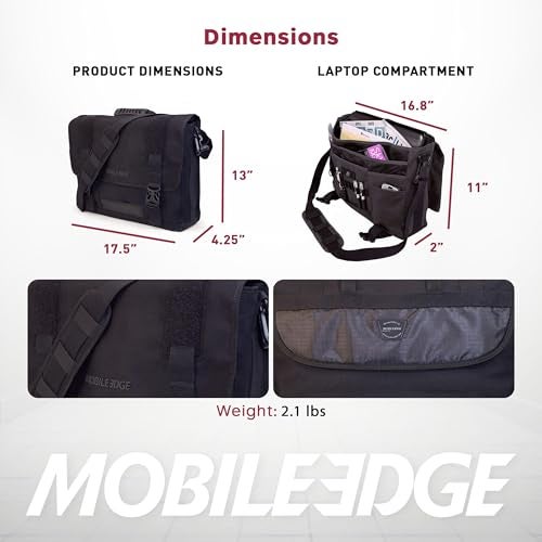 Mobile Edge ECO Laptop Messenger Bag for Men and Women, Fits Up To 17.3 Inch Laptops, Travel Work Computer Bag, Cotton Canvas, Padded Pockets, Black - Image 5