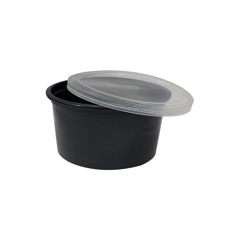Dharj with DJ 250ml Black Round Container with Air Tight Transparent Lid Set of 15 Microwave Safe Kitchen Storage Reusable Plastic containers for Food delivery Fridge Storage - Image 1