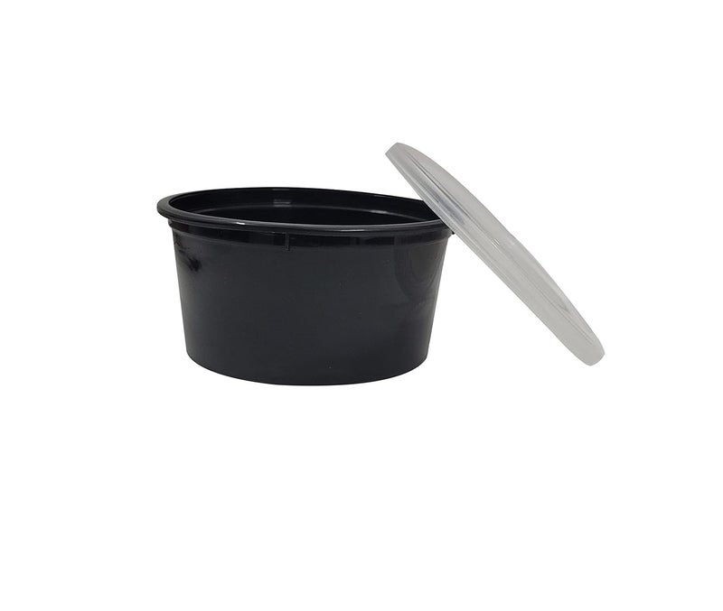 Dharj with DJ 250ml Black Round Container with Air Tight Transparent Lid Set of 15 Microwave Safe Kitchen Storage Reusable Plastic containers for Food delivery Fridge Storage - Image 2