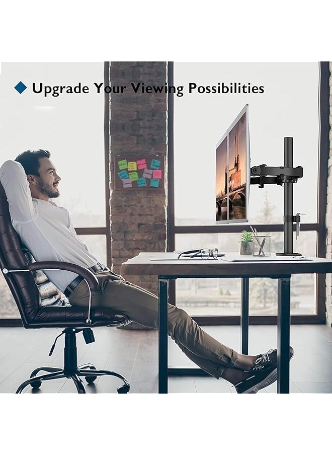 DMG TECH - Dual Monitor Stand Height Adjustable Spring Monitor Stand Monitor Arm Fully Adjustable Dual Lcd Monitor Desktop Stand With Clip Grommet Base Each Arm Holds 27 Inch Screen - Image 1