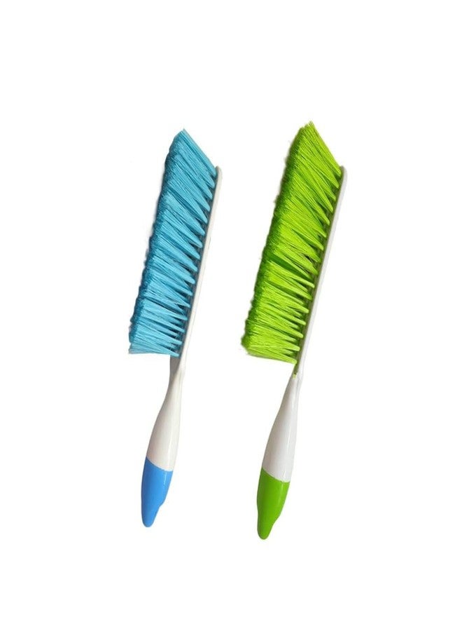 Jilukibo 2 Pack Soft Bristle Bed Sheets Sweeping Cleaning Brush with Long Hand, Counter Duster for Debris Hair Remover Desk Quilt Sofa Furniture (Blue, Green) - Image 1